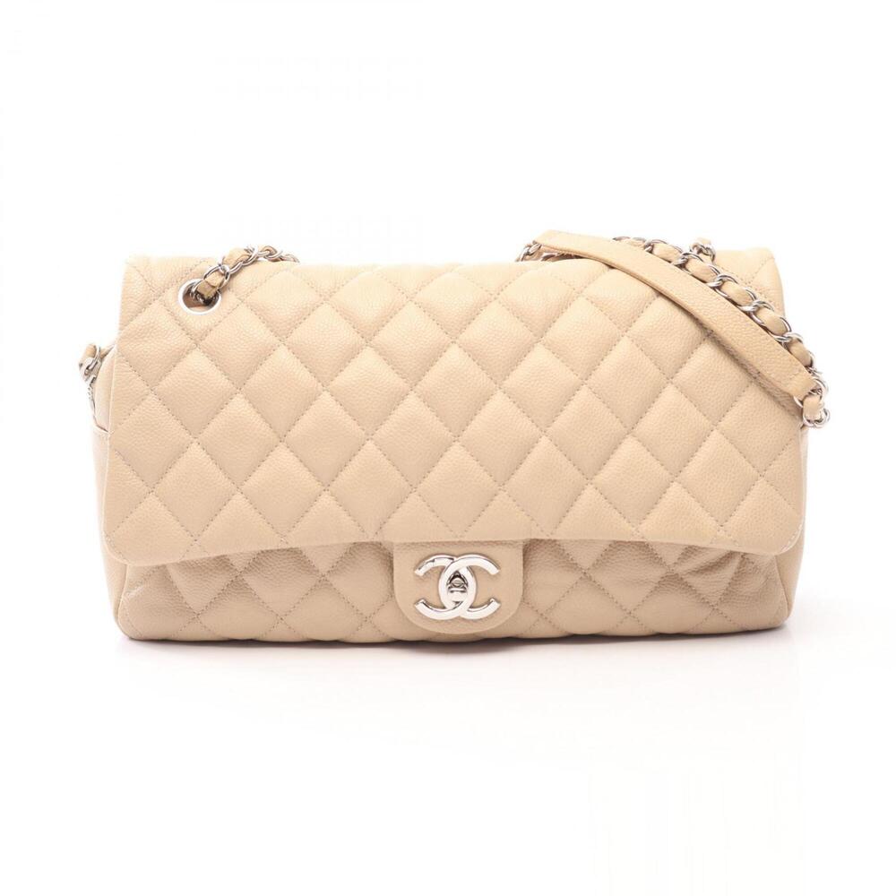Chanel Large Matelassé Single Flap Shoulder Bag/Handbag, Caviar Leather (Grai...